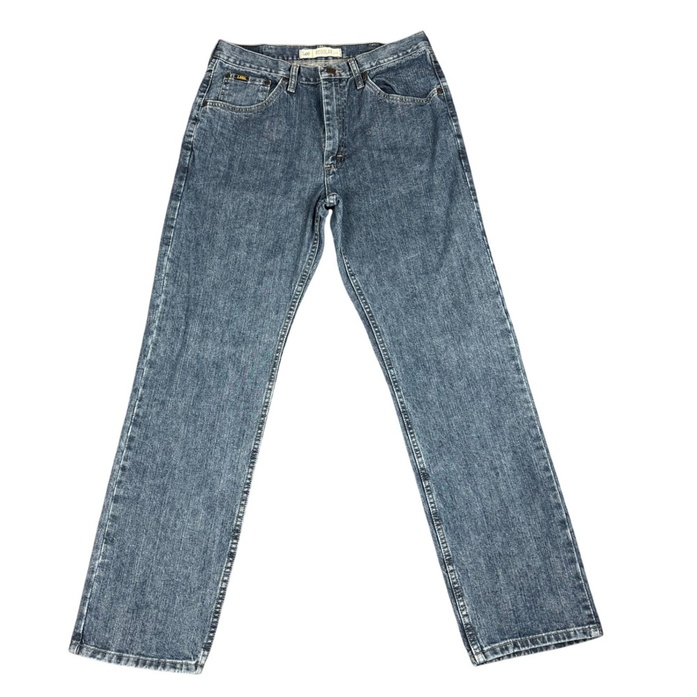 Lee Jeans Mens 32x31 Medium Wash Straight Leg 100% Cotton Denim Regular Fit Y2K